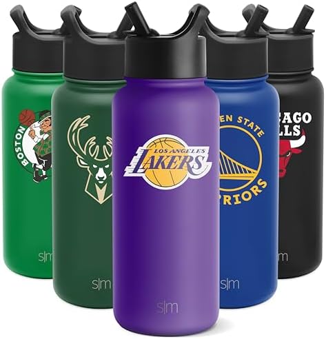 Simple Modern Officially Licensed NBA Los Angeles Lakers Water Bottle with Straw Lid | Vacuum Insulated Stainless Steel 32oz Thermos | Summit Collection | LA Lakers