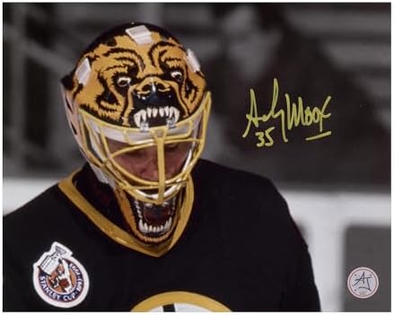 Andy Moog Signed Boston Bruins Mask Close-Up 8x10 Photo - Autographed NHL Photos