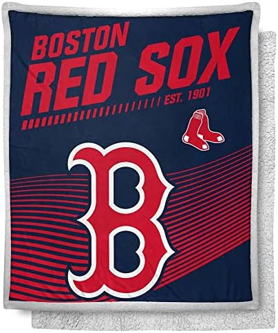 Northwest MLB New School Silk Touch Mink Sherpa Throw Blanket (Boston Red Sox)