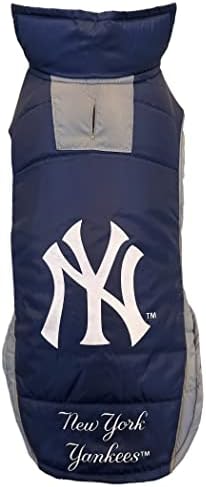 Pets First MLB New York Yankees Puffer Vest for Dogs & Cats, Size Large. Warm, Cozy, and Waterproof Dog Coat, for Small and Large Dogs/Cats. Best MLB Licensed PET Warming Sports Jacket (YAN-4081-LG)