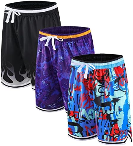 AOPAOSP 2/3 Pack Basketball Shorts with Zipper Pockets for Men,Active Athletic Shorts