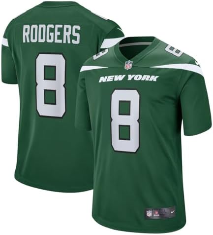 Nike Aaron Rodgers New York Jets NFL Kids Youth 8-20 Gotham Green Home On-Field Game Day Jersey