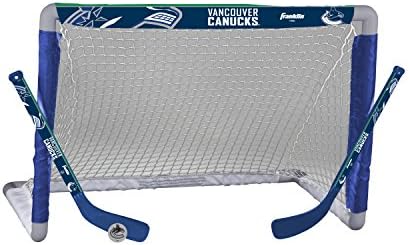 Franklin Sports NHL Mini Hockey Set - Kids Indoor Knee Hockey Goal, Ball, 2 Mini Hockey Stick Combo Set - Youth NHL Team Indoor Toy Knee Hockey Sets - NHL Official - Ages 3+