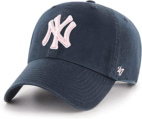 47 MLB Navy Pink Clean Up Adjustable Hat Cap, Adult One Size (New York Yankees Alternate)