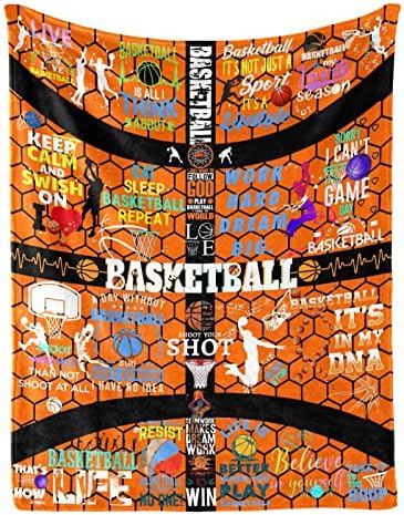 JASUTOT Basketball Blankets - Basketball Blankets Basketball Gifts for Men Boys Plush Basketball Blanket for Couch Bed Sofa Home Decor 50