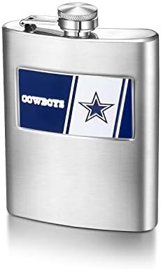 NFL Dallas Cowboys 8-Ounce Matte Finished Stainless Steel Hip Flask with Rectangular Team Emblem and Funnel