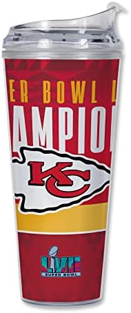 Rico Industries NFL Kansas City Chiefs 2023 Super Bowl Champions 24oz Acrylic Tumbler with Hinged Lid