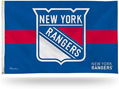 NHL Rico Industries Stripe 3' x 5' Banner Flag Single Sided - Indoor or Outdoor - Home Décor - Great Gift Item for Fans (New York Rangers)