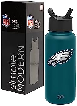 Simple Modern Officially Licensed NFL Philadelphia Eagles Water Bottle with Straw Lid | Vacuum Insulated Stainless Steel 32oz Thermos | Summit Collection | Philadelphia Eagles