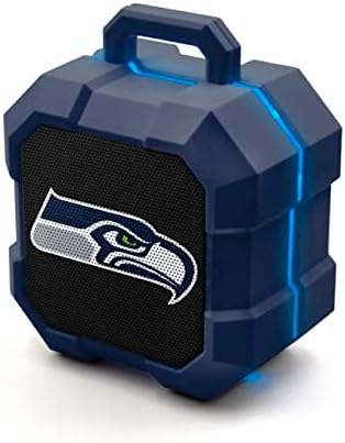 SOAR NFL Shockbox LED Wireless Bluetooth Speaker - Water Resistant IPX4, 5.0 Bluetooth with Over 5 Hours of Play Time - Small Portable Speaker - Officially Licensed NFL, Perfect Home & Outdoor Speaker