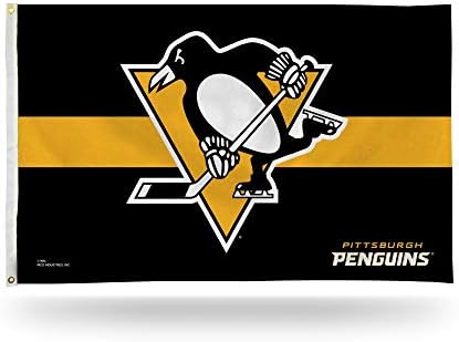 NHL Rico Industries Stripe 3' x 5' Banner Flag Single Sided - Indoor or Outdoor - Home Décor - Great Gift Item for Fans (Pittsburgh Penguins)