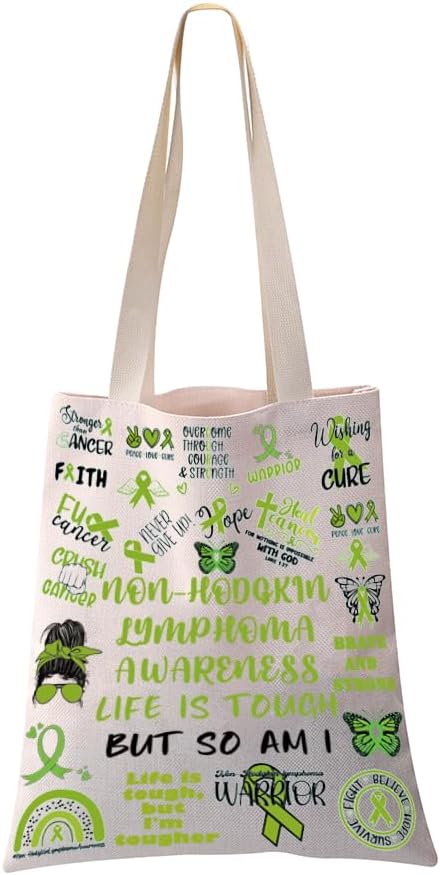 PXTIDY Non-Hodgkin Lymphoma Awareness Tote Bag Lime Green Awareness Tote Non-Hodgkin Lymphoma Survivor Gift NHL Fighter Gift