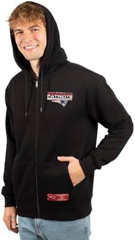 Ultra Game NFL Men's Super Soft Supreme Full Zip Hoodie Sweatshirt