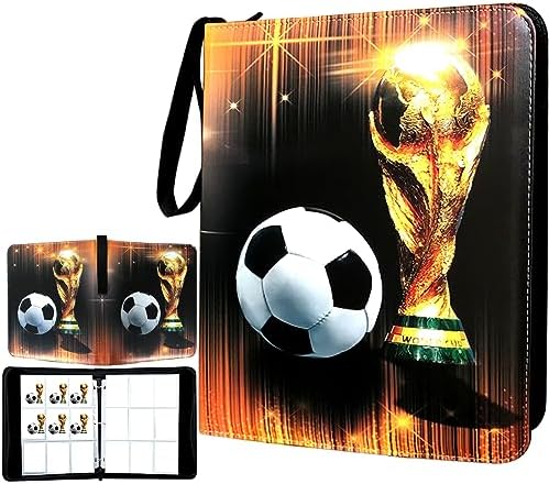 Trading Card Binder 900 Pockets, Soccer Card Binder Holder with 50 Removable Sleeves Fits 900 Sport Cards, Soccer Card Gifts Collector Album with Zipper Storage Display Case