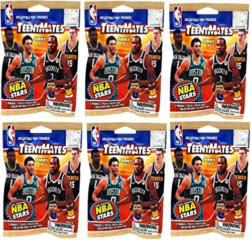 Teenymates Party Animal 2021 NBA Series 7 Basketball Figures Gift Set Party Bundle, Lot of 6 Mystery Packs